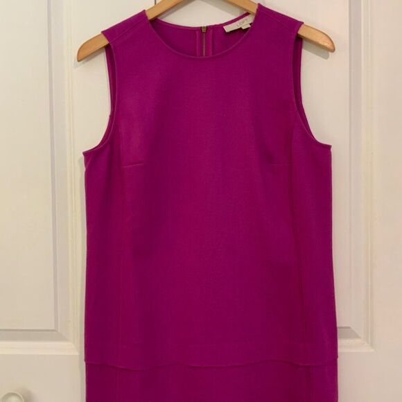 LOFT Fuchsia Purple Sleeveless Drop Waist Shift Dress Size 10 - Picture 3 of 12